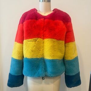 New NY&C Multicolor Soft Fur Jacket